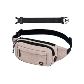 WATERFLY Bum Bag Waist Bag Men Women: Small Belt Bag Sport Bum Hip Bag Men Women Waist Fanny Pack with Extension Strap for Travel Hiking Dog Training Outdoor, beige, money belt