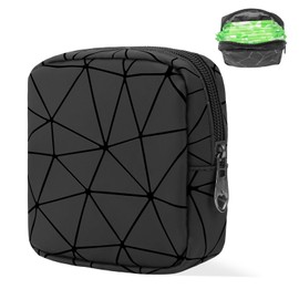 Likesing Sanitary Napkin Storage Bag, Leather Portable Period Bag for Girls Women, Sanitary Napkin Period Pad Pouch Tampon Holder for Purse, Small Make Up Bags(Black)