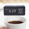 HURRISE Wooden Digital LED Clock with Wireless Charging for Bedroom,Alarm