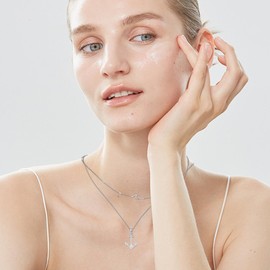 AXOMY Anchor Necklace 925 Sterling Silver Wave and Anchor Layered Necklaces for Women Nautical Jewelry Gift for Sailor