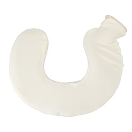 U Shaped Hot Water Bottle Warm Neck Soft Rubber Hot Water Bag with Detachable Cloth Cover Beige