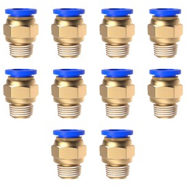 Push-in Fitting 1/4inch 1/8inch 3/8inch 4mm 6mm 8mm 10mm Pneumatic Fittings Male Thread Hose Fitting Quick Release Air Fitting Connectors for Industry Automatic 10Pcs (10mm 1/4")