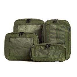 Aerotrunk Compression Packing Cubes for Travel - Luggage Organizer Bags - Double Zipper Packing Cubes for Suitcases (4-Pack, Olive)