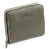 Hush Puppy Italian Leather Cowhide Round Zipper Bi-fold Wallet, green