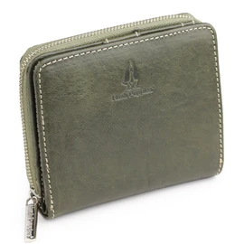 Hush Puppy Italian Leather Cowhide Round Zipper Bi-fold Wallet, green