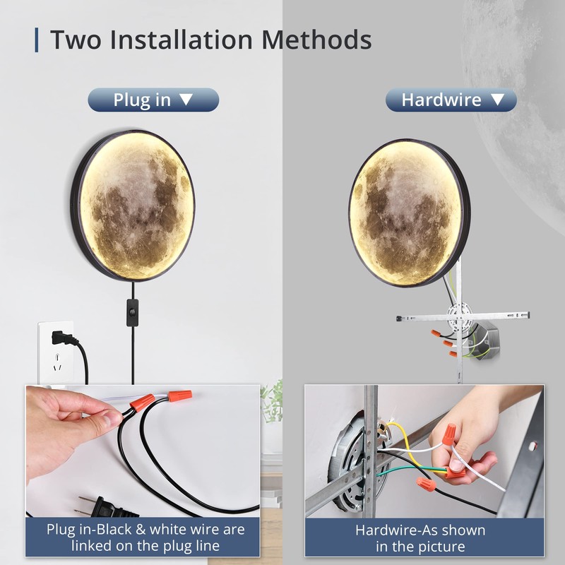Dimmable Moon Wall Light 19.6 inch Wall Lights with Remote