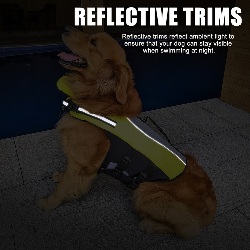 Dog Life Jackets with Handle Reflective Stripes Adjustable Fit Foldable
