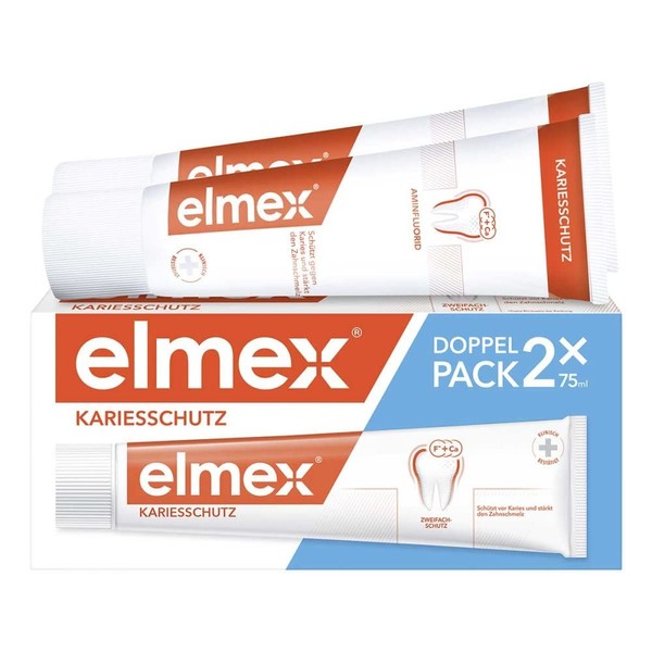 Elmex Caries Protection Toothpaste Double Pack, 2 x 75 ml, 75 ml (Pack of 2)