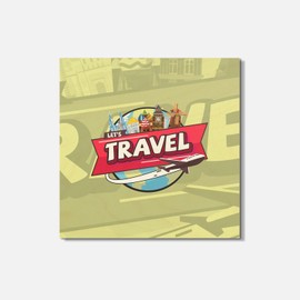 Unbranded Travel Badge 4'' X 4'' Square Wooden Coaster