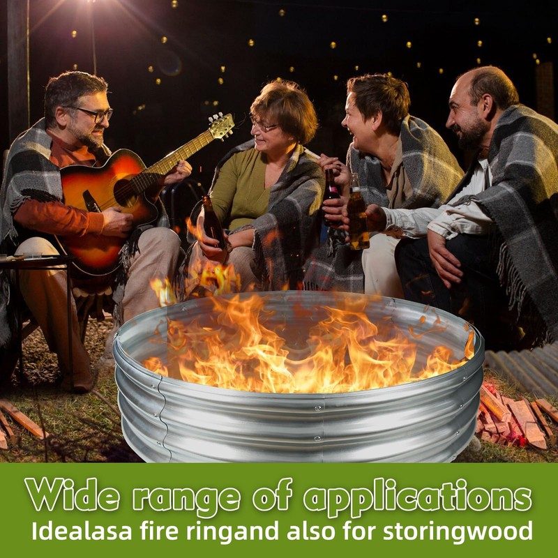 4FT Diameter Camp Fire Ring Pit, Large Round Galvanized Steel