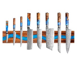 Farmhouse Magnetic Knife Holder, Wall Mounted Knife Rack of Dark Brown and Deepblue, Knife Holder for Kitchen Utensil Organizer Tool Holder, Multipurpose Magnetic Knife Rack