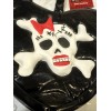 Deceptions Black Heart Shaped Skull & Crossbones Purse Wristlet, Textured,
