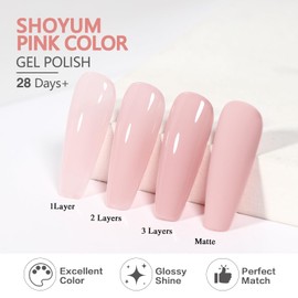 SHOYUM Nude Pink Gel Nail Polish 15ml Natural Neutral Gel Polish Color Soak Off U V LED Nail Lamp Gel Polish Nail Art Gel 0.51Oz Gift for Women