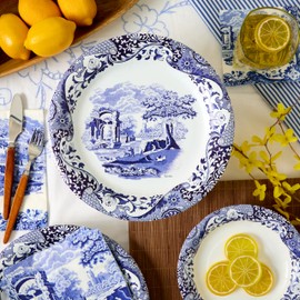 C.R. Gibson TW12-25755 Spode Blue Italia Disposable Paper Dinner Plates, 10.25" Diameter, Multicolor, 8 Pieces