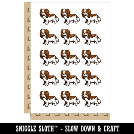 Cartoon Cavalier King Charles Spaniel Dog Pet Temporary Tattoo Water Resistant Fake Body Art Set Collection - 15 2" Tattoos (1 Sheet)