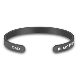 MYOSPARK Memorial Bracelet Dad In My Heart Forever Dad Memorial Jewelry Remembrance Gift For In Memory Of Dad (Dad In My Heart Cuff Black)