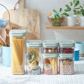 Toffy K-KU20-S-PA Food Canister, Square (S) K-KU20 with Lever, Storage Container, Airtight, 4 Sizes, Retro Color, Cute