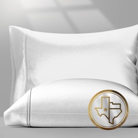 Texas Linen Co. 100% Egyptian Cotton Pillow Cases King Size Set of 2 - Luxury 1500 Thread Count Sateen Weave Light Grey Pillow Covers, Silky Soft Extra Long Staple Pillowcases, Fits King Size Pillows