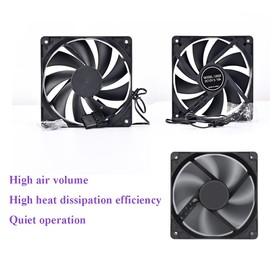 GUIANDJING 12025 Cooling Fan 120mm X 25mm DC 12V 1500RPM for Computer Case, with D-Type Molex 2 Wire 4 Pin Male and Femal Connector Integrated