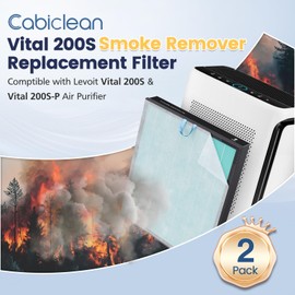 Vital 200S-P Smoke Remover Replacement Filter for LEVOIT Vital 200S Vital 200S-P Air Purifier, 3-in-1 HEPA with High-Efficiency Activated Carbon Filter, V-ital 200S-RF-SR (LRF-V201-BUS), 2 Pack, Blue
