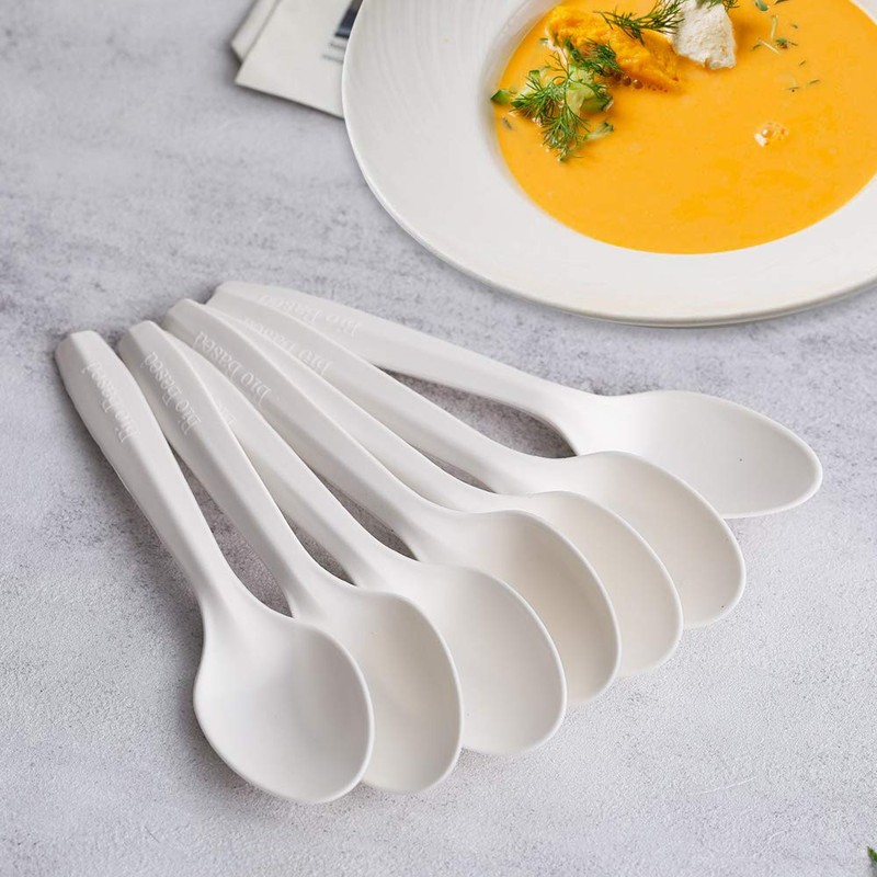 Eco-Friendly Compostable Spoons 150 Pieces Disposable Spoons Made from Starch