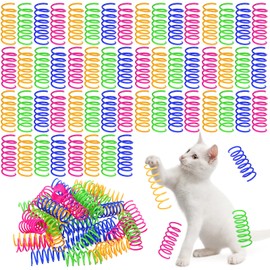 mekueeex 300 Pcs Cat Spring Toy Cat Spiral Toys Interactive for Indoor Colorful Plastic Springs Coil for Kitten Hunting Swatting Biting