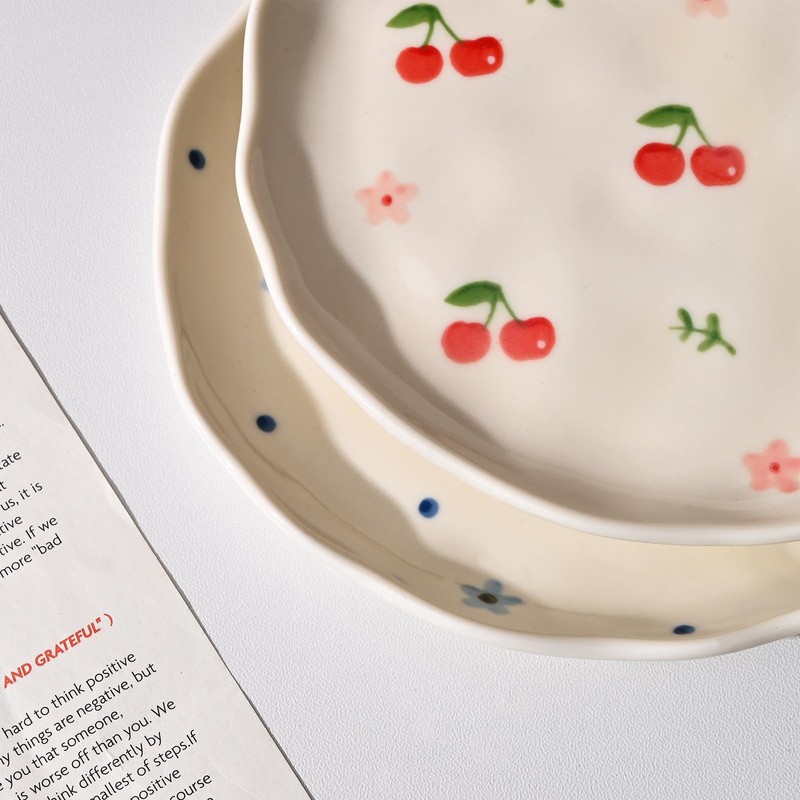 Koythin Ceramic Dessert Plates, Cute Fruits Dinner Plate, Creative Plates