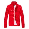 DSDZ Men`s Classic Ripped Hip Hop Motorcycle Denim Jacket Red