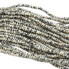 150 abalorio redondas de jaspe de dalmación natural de 2 x 4 mm, abalorio redondas y sueltas de piedras preciosas espaciadoras para hacer pulseras, collares, joyas