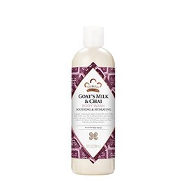 Nubian Heritage Limpiador de lavado corporal para todo tipo de piel, leche de cabra y chai, fabricado con manteca de karité de comercio justo, 13 onzas