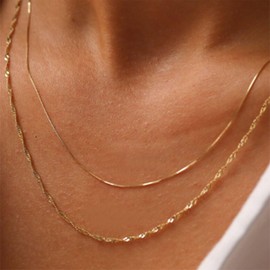 TseenYi Layered Snake Chain Necklace Gold Layered Necklace for Women Snake Chain Choker Necklace Minimalist Thin Chain Necklace Layering Chain Necklace Jewelry for Women and Girls