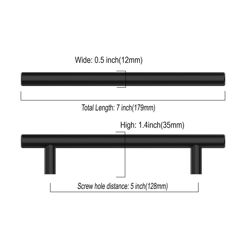 Asidrama 10 Pack 5 Inch(128mm) Matte Black Kitchen Cabinet Handles,