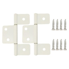 Screw Man Bifold Door Hinges Bifold Butt Cabinet Hinges Three Leaf Non-Mortised Hinge White with Screws (2 Pack) for Mobile Home & RV Interior or for Furniture Windows Cupboard