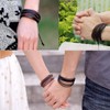 Zivom® Dual Braided Black Leather Charm Wrist Band Multi Strand