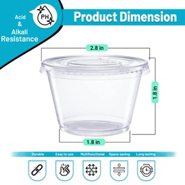 Glownary [100 Sets] 4 oz Plastic Portion Cups With Lids, Souffle Cups, Jello Shot Cup