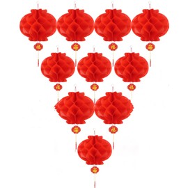 ASIAN HOME Red Paper Lantern Hanging Lanterns for Chinese Spring Festival, Wedding, Celebration, Lantern Festival Festive Decoration (8 INCH) (10 Piece)