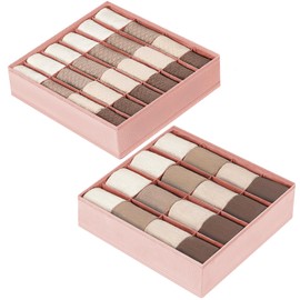 DIMJ Sock Organizer Drawer Organizer - Closet Organization and Storage, Underwear Drawer Organizer for Storing Socks, Handkerchiefs, Ties, Belts, Pink