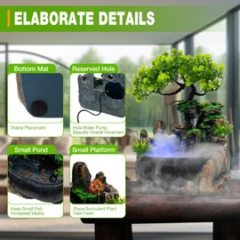 Relaxation Desktop Fountain Waterfall - Zen Meditation Atomizing Humidifier Fountain for Indoor & Outdoor - Decor Tabletop Fountains for Home Office Bedroom