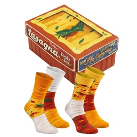Rainbow Socks - Lasagna Socks Box - Women's Men's Cotton Socks - Novelty Gift for Fans of Italian Kitchen and Funny Socks - 2 Pairs, Lasagna 41-46