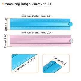 HARFINGTON 2pcs Folding Straight Ruler 30cm Metric Aluminum Alloy Folding Ruler Foldable Angle Rulers Geometric Measuring Tool with Angle Line for Architects Artists Office, 2 Colors