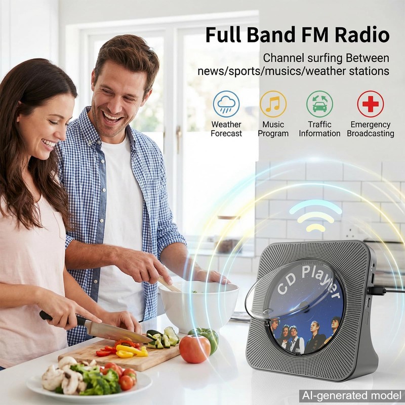 Fohil CD Player for Home with Bluetooth, Desktop Portable CD