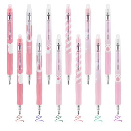 BAYTORY 12 Pcs Colored Gel Pens, Retractable Smooth Writing Medium Point Pen, Colorful Pens for Writing Drawing Journaling Note Taking (Pink)