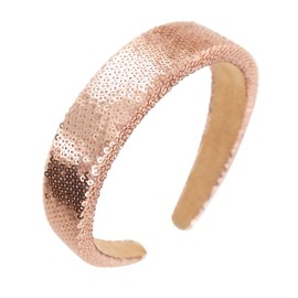 Gmmidea Sequin Sparkly Headbands for Women Girls Glitter Bling Gold Headband Beaded Padded Birthday Holiday Hairbands for Women's Hair Accessories Gold