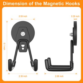 ENUODA Strong Magnetic Hooks 6 Pack Large Rare Earth Magnet Hooks Heavy Duty Utility Magnetic Tool Holder for Garage Organization, to Hang Ladder, Power Tool, Toolbox, Shovel, Broom, Van, Cabinet