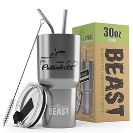 Peterbilt 389 Semi Truck Beast 30 oz Stainless Steel Insulated Tumbler w/Lid, 2 Straws, Brush and Gift Box stainless