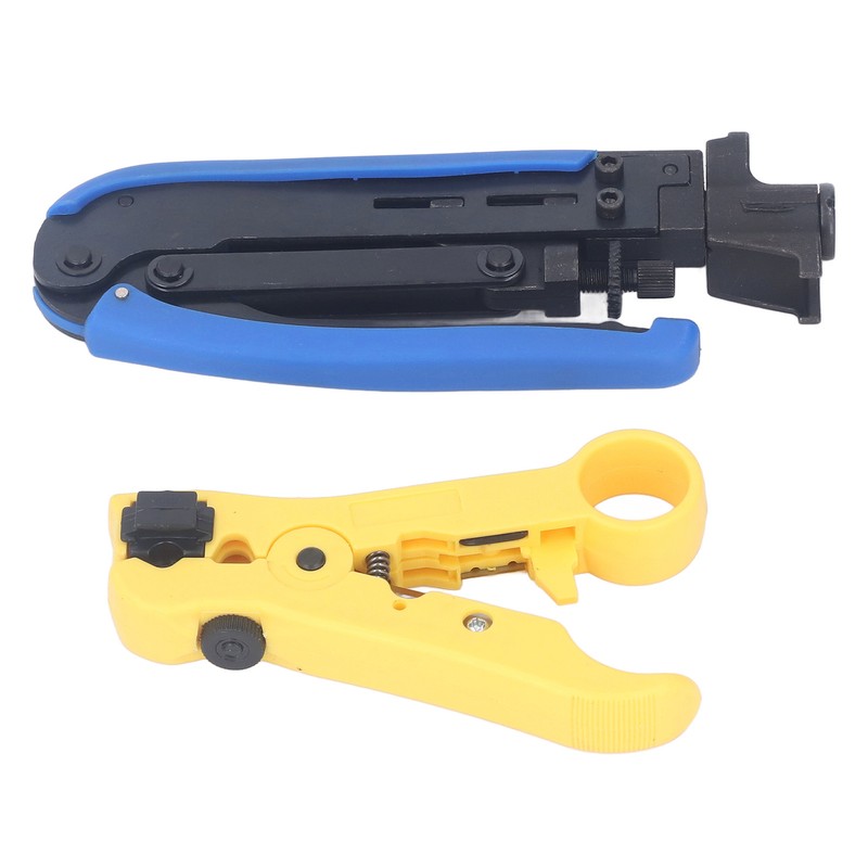 Coax Crimper Tool Kit for Cable Compression with Stripping Tool
