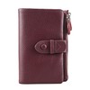 F.ZH Women's Bi-Fold Wallet, Short Wallet, Genuine Leather, Coin Pocket,