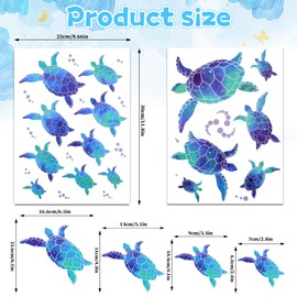 WLLHYF 12Pcs Sea Turtle Wall Decals Ocean Turtle Vinyl Stickers Waterproof Wall Decoration Bathroom Decor for Home Office Nursery Bathroom (Blue Green)