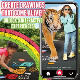 Chalk Alive by Horizon Group USA, Augmented Reality Chalk Art, Watch A Lion, Tiger & Dolphin Come Alive, Includes 6 Interactive Chalks, 3 Reusable Stencils