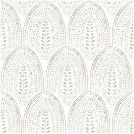 Modern Peel and Stick Wallpaper Boho Contact Paper 17.3''×78.8'' Self Adhesive Removable Wallpaper Peel and Stick Wall Paper Beige and White Wallpapers for Bedroom Bathroom Cabinets Decor Vinyl